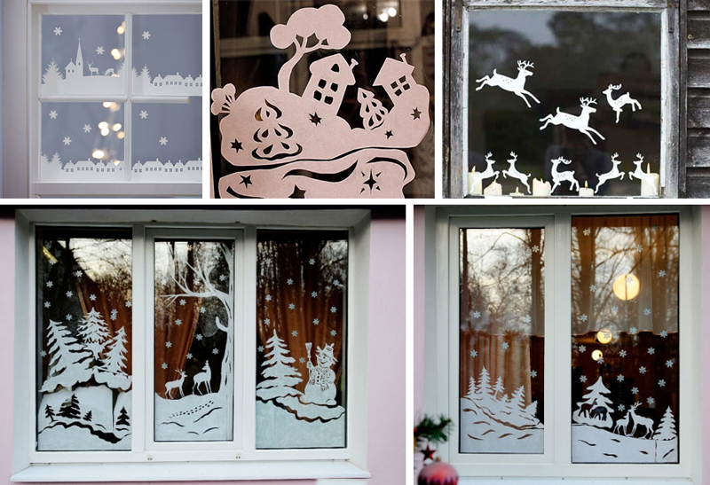 Прикраса на вікна до нового року трафарети роздрукувати рік собаки
