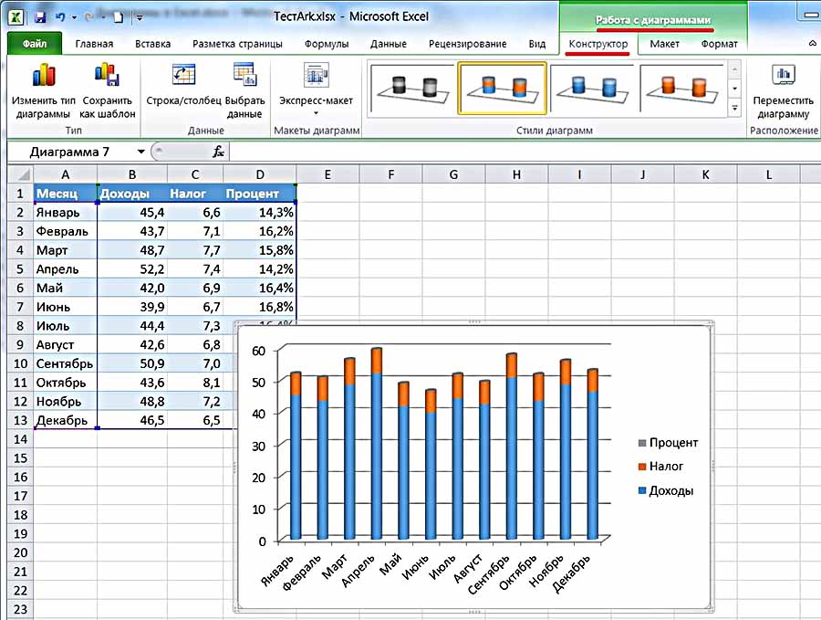 Как сделать круговую диаграмму в excel по данным