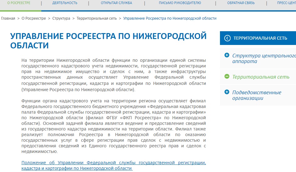 Росреестр нижегородской области официальный сайт