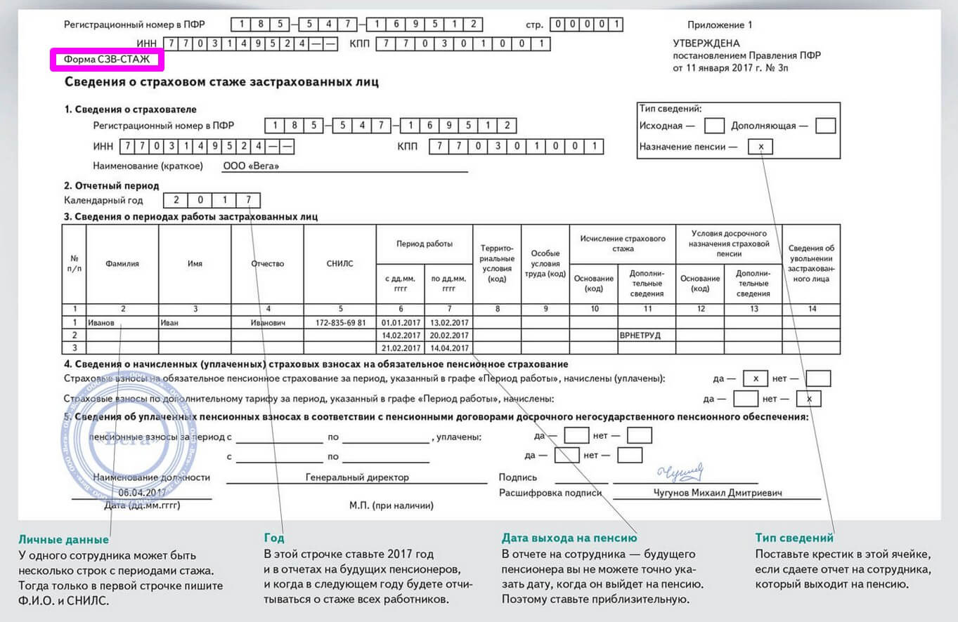 Выписка из персонифицированных сведений при увольнении в 2023 году образец заполнения