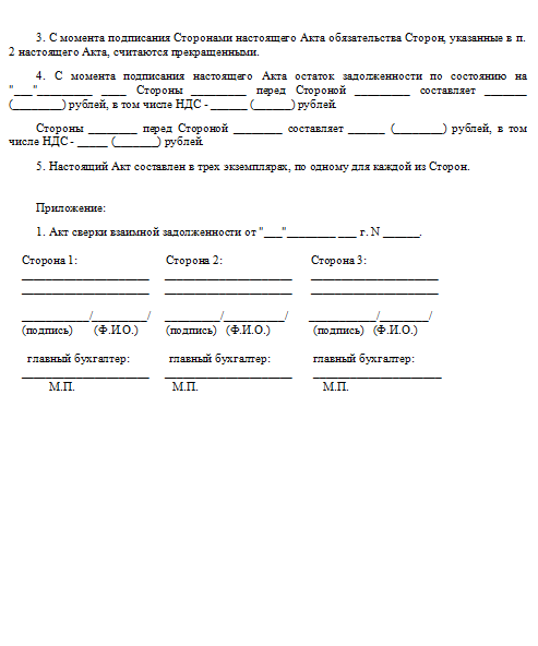 Образец трехстороннее соглашение о зачете взаимных требований образец